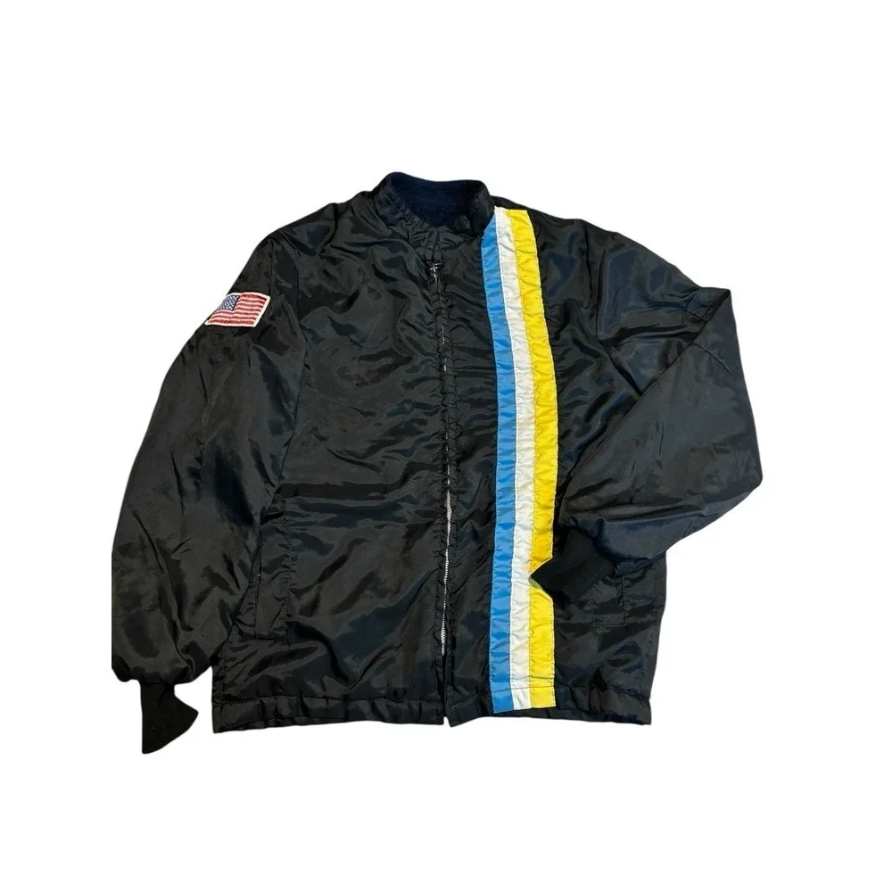 Vintage 70s‎ Sherpa Lined Racer Jacket Sportswear USA Retro Large